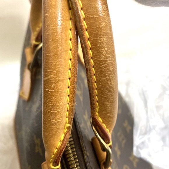 Authentic LOUIS VUITTON LV Logo Alma Hand Bag Monogram Leather Brown France - Picture 9 of 16